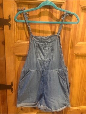 Justice Light Blue Denim Short Overalls